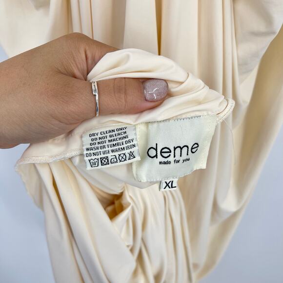 Deme by Gabriella | Pearl Gown in Off White Malai Lycra Strapless Corset Maxi XL - Picture 6 of 16